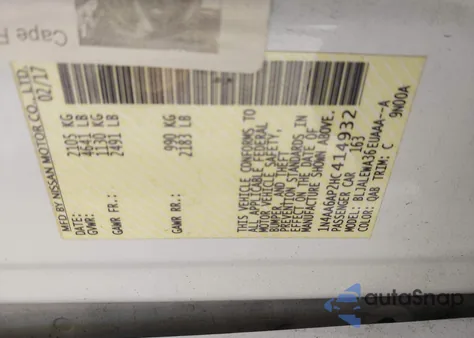 2017 Nissan Maxima 3.5 Sl из США, поврежденный, VIN 1N4AA6AP2HC414932